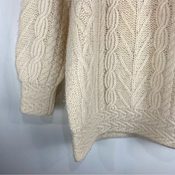 Susann D Mohair Wool Shetland Chunky Cable Knit Mock Neck Pullover Sweater Large - Picture 2 of 4
